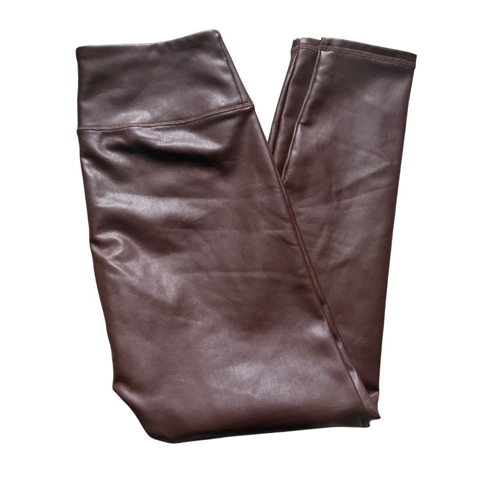 Hollister Faux Leather Leggings Brown Ultra High-Rise Fleece Lined Womens Large